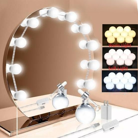 LED Vanity Mirror Lights Kit | 10 Dimmable Bulbs with USB Power & Remote | Hollywood-Style Makeup Mirror Lighting | Dressing Table LED Strip Lights | Professional Beauty & Cosmetic Light Fixture | Smart Home Glam Décor Accessory for Women