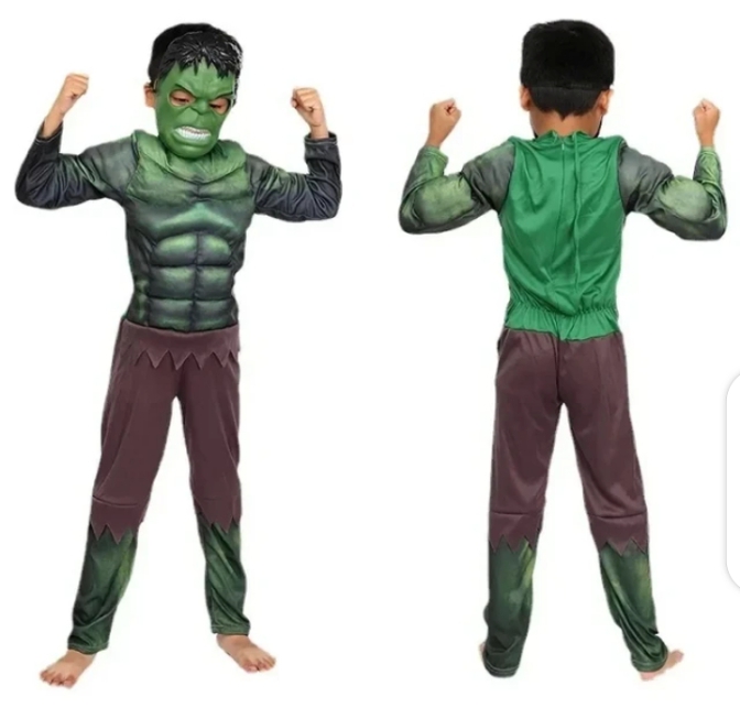 Hulk Muscle Costume For Kids Of Age 3 To 12 Years Old / Padded Imported Dress With Mask.