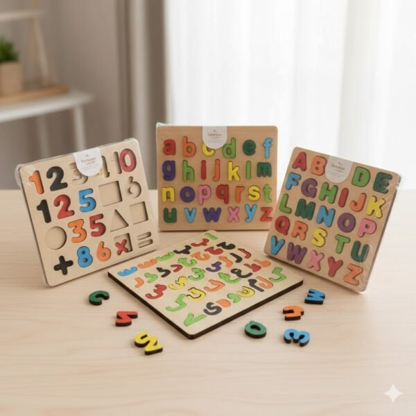 Urdu Alphabet Wooden Puzzle Board for Kids - 3D Huroof-e-Tahajji Wooden Tray | Montessori Urdu Learning Toy for Toddlers | High-Quality Alif Bay Pay Educational Board Game for Preschoolers