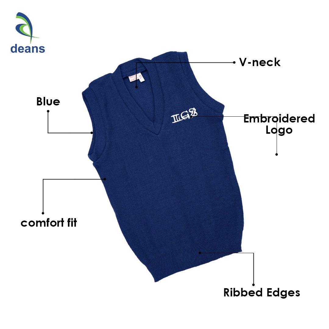 Premium Quality LGS Navy Blue Sleeveless Sweater by Deans | School Uniform Vest for Boys & Girls | Comfortable Warm & Durable V Neck Sweater for StudentsPremium Quality LGS Navy Blue Sleeveless Sweater by Deans—a perfect blend of style, warmth, and durabi