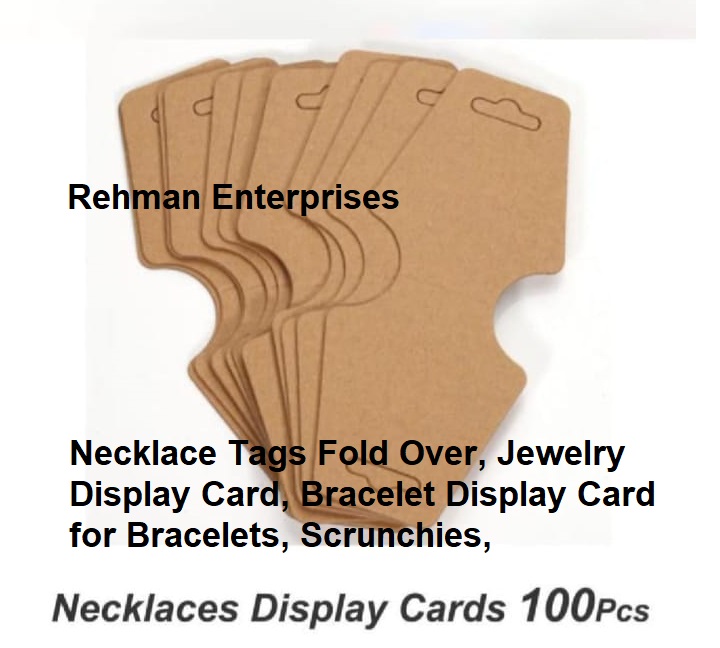 100pcs Necklace Tags Fold Over, Jewelry Display Card, Bracelet Display Card for Bracelets, Scrunchies, Headbands
