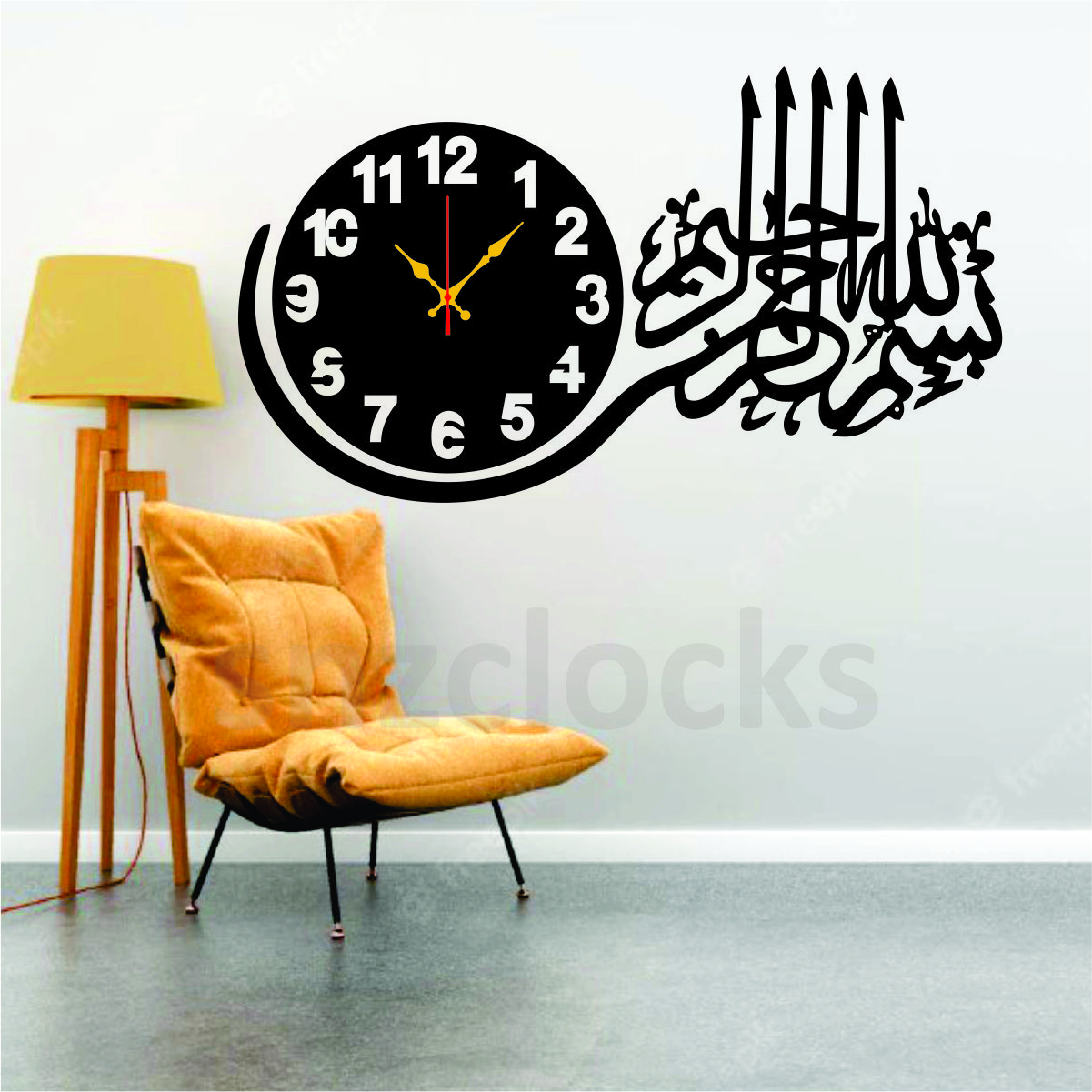 Bismilah Clock, And Butterfly Shelf,Wooden Wall Clock-3D Watch DIY Design Decoration Birds Numeral Quartz For Home Décor Living Room And Offices And For Gifts