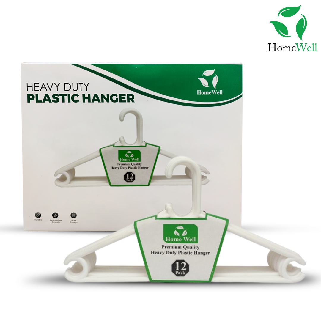 Pack Of 12 Heavy-Duty Plastic Hangers Premium Quality Ultra-Durable Space-Saving Clothes Hangers
