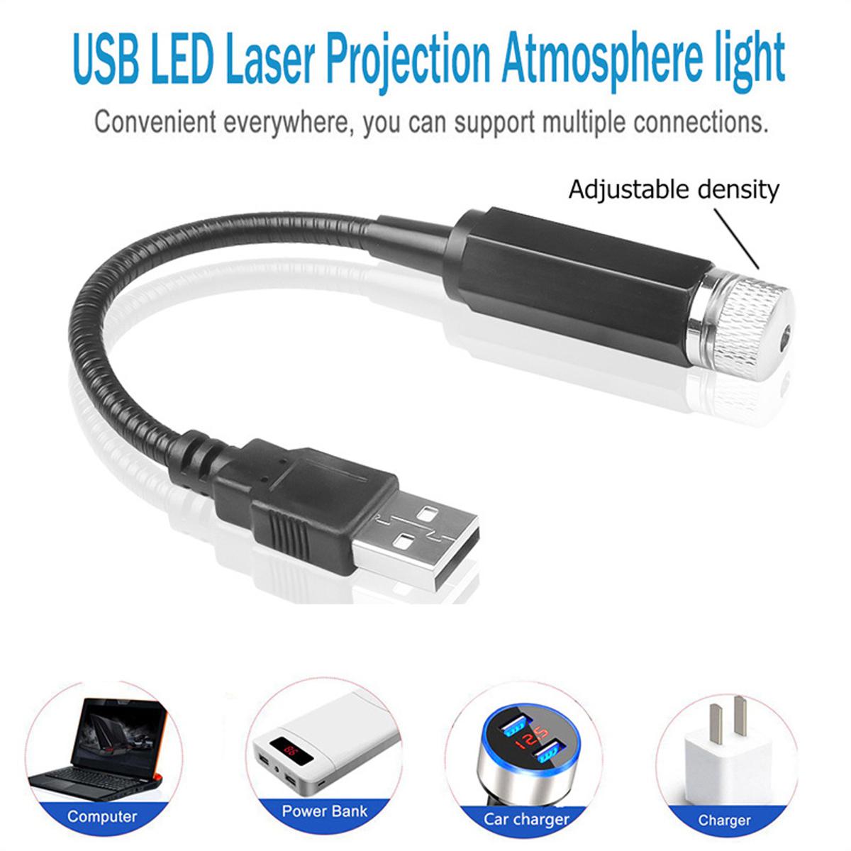 USB Car Interior LED Light Roof Room Atmosphere Starry Sky Lamp