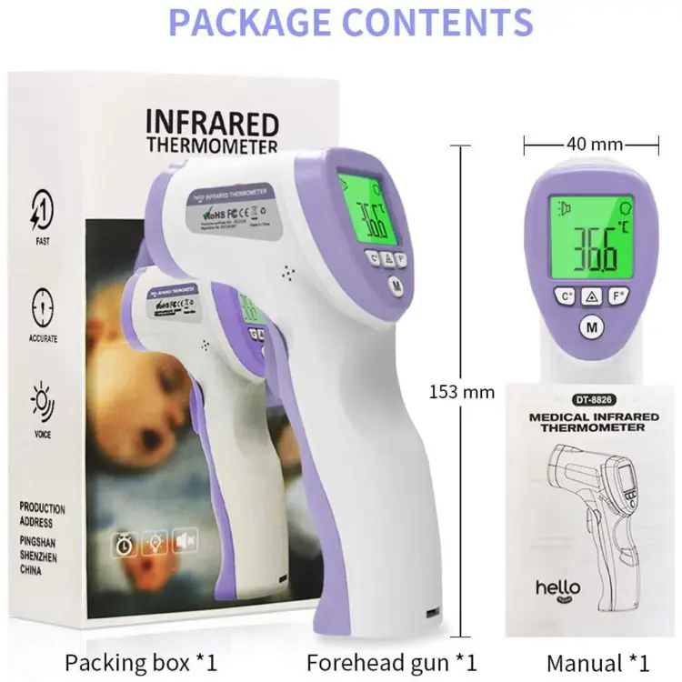 Portable LCD IR Infrared Digital Thermometer Meter Non-contact Forehead Body  Temperature for Baby Adult Home Health Care