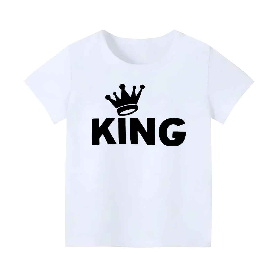 Kidsntees Printed T-Shirts for Boys - King White T-shirt - Premium Printed T-shirts For Teen Boys & Girls - High Quality T-shirts For Toddler Boys & Girls - 100% Cotton, High-Quality DTF Prints, Ages 6 Months to 12 Years, Free Delivery