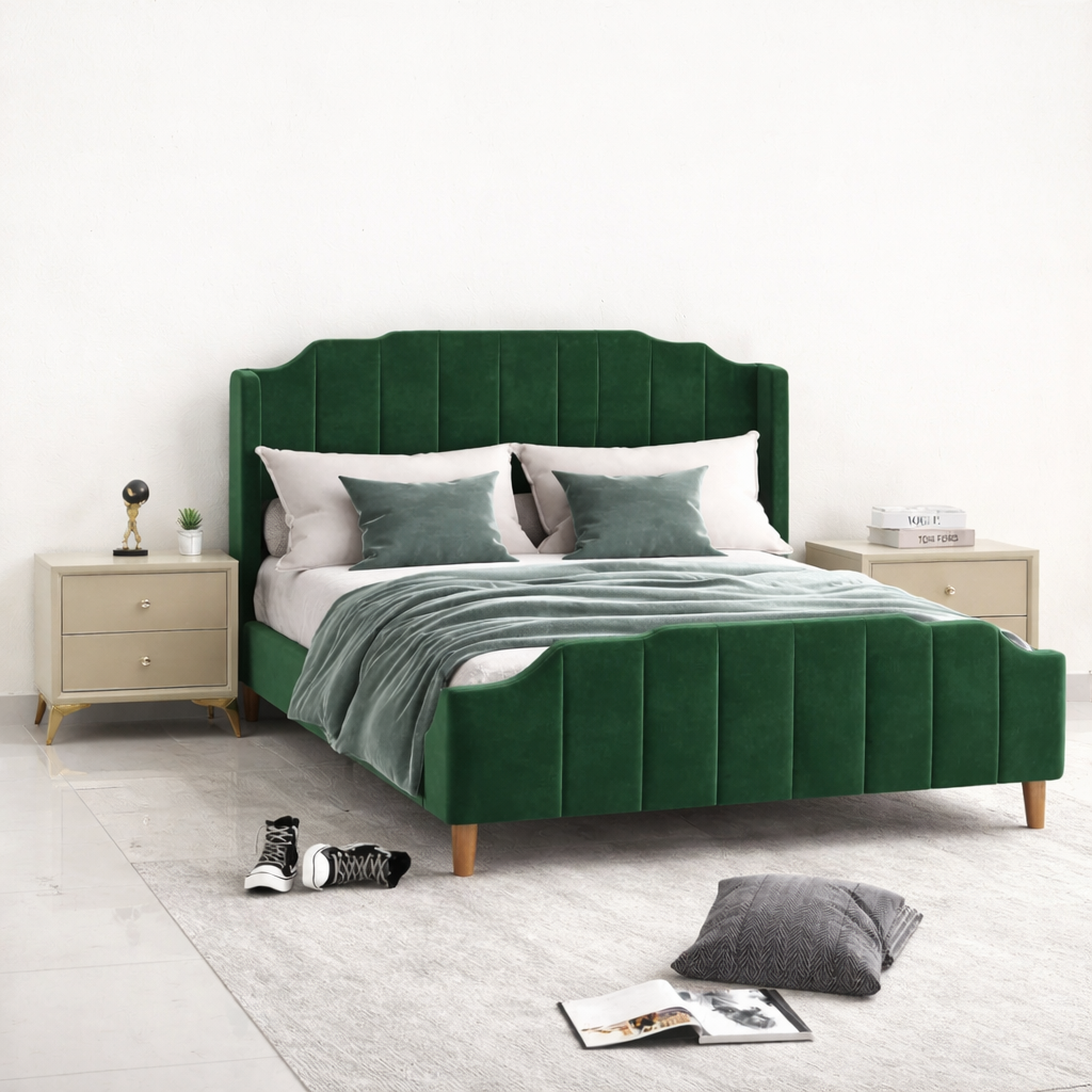 Affordable New  Design wooden Bed Set  without side table Furniture for room / Wooden poshesh Beds For Bedroomn BED5