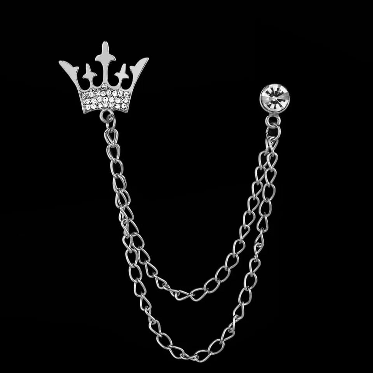 Crown Brooch Lapel Pin For Men For Shirt Jacket Coat Wedding Party Jewellery Gift