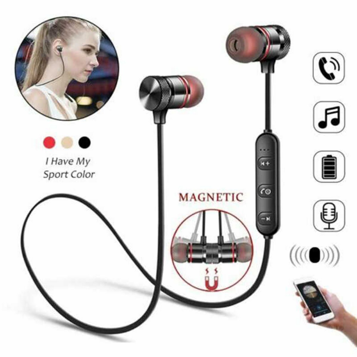 Orignal Bluetooth Handfree with mic Wireless HandfreeWireless without charging cable Bluetooth Earphones Wireless Bluetooth headset compatible with android and other devices Bluetooth earphone for games Bluetooth Neckband