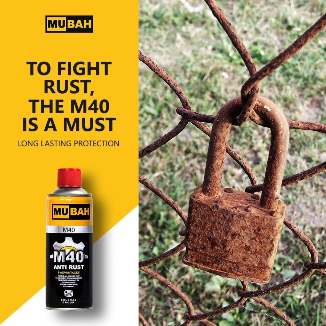 Original MUBAH M40 Rust Remover & Anti-Rust Spray 400ml | Multipurpose Metal Cleaner, Penetrating Oil & Lubricant | Best for Bikes, Cars, Tools, Auto Parts, Chrome, Steel, Rust Protection A+ Quality with Free delivery voucher