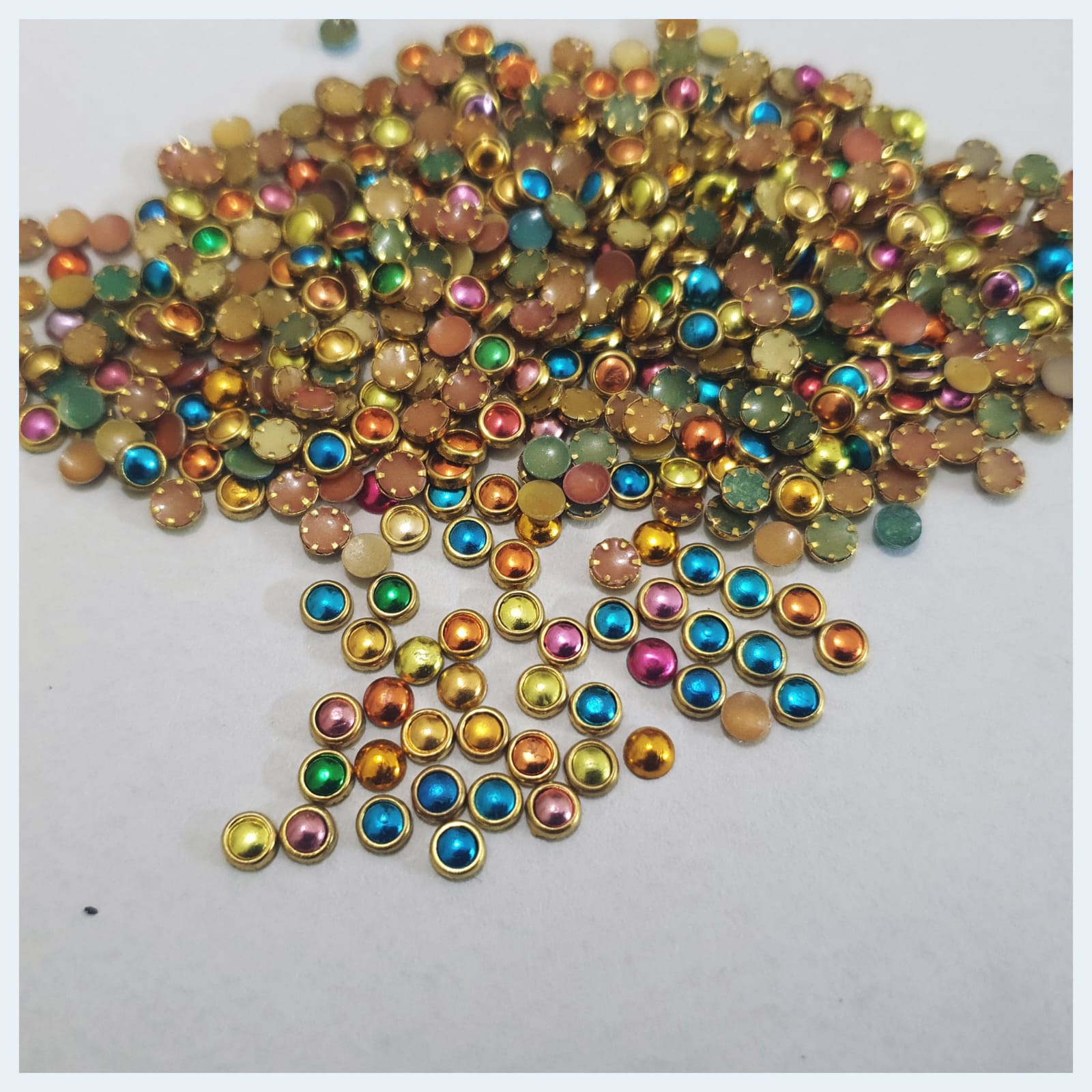 100 Plus Pcs, Mixed Colors Real Kundan Beads DIY Sewing Jewelry Decoration, Round Shape 4mm