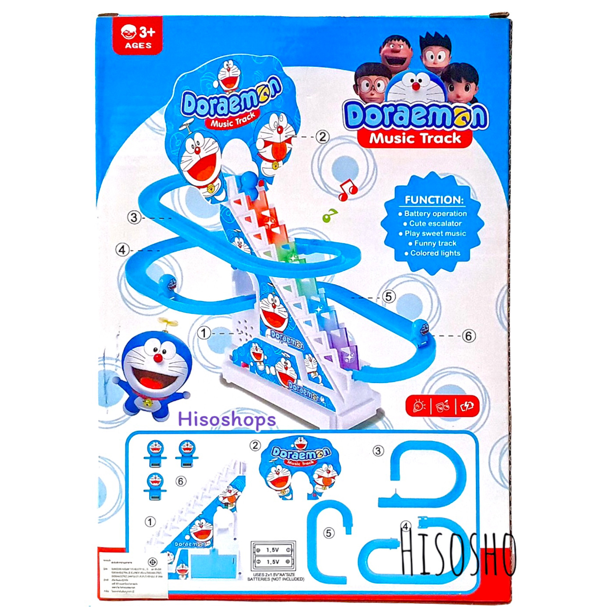 3 Little Doraemon Stair Climbing And Sliding Toy For Kids Lights &Amp; Music