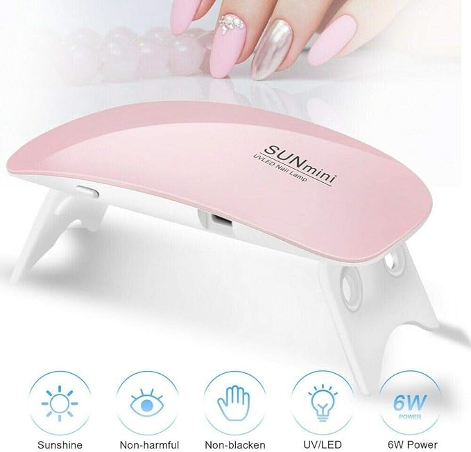 Portable UV/LED Gel Lamp – 6W Mini Nail Dryer with Foldable Stand