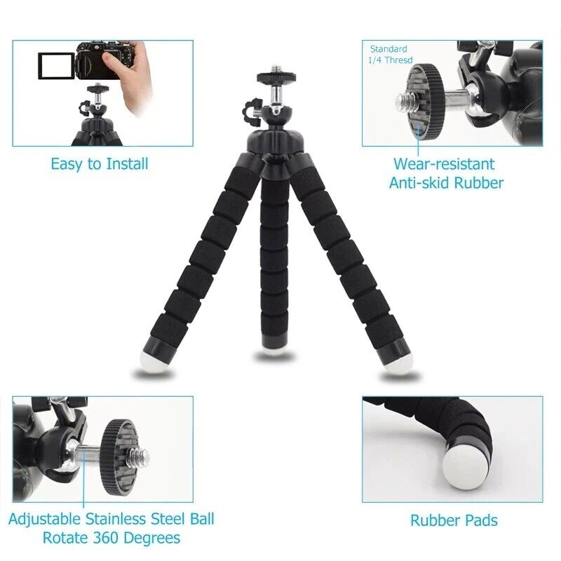 Octopus Mini Tripod 3 in 1 Flexible Universal Multi-Functional Octopus Flexible Tripod Stand for Digital Camera Mini Foldable Smartphone Holder