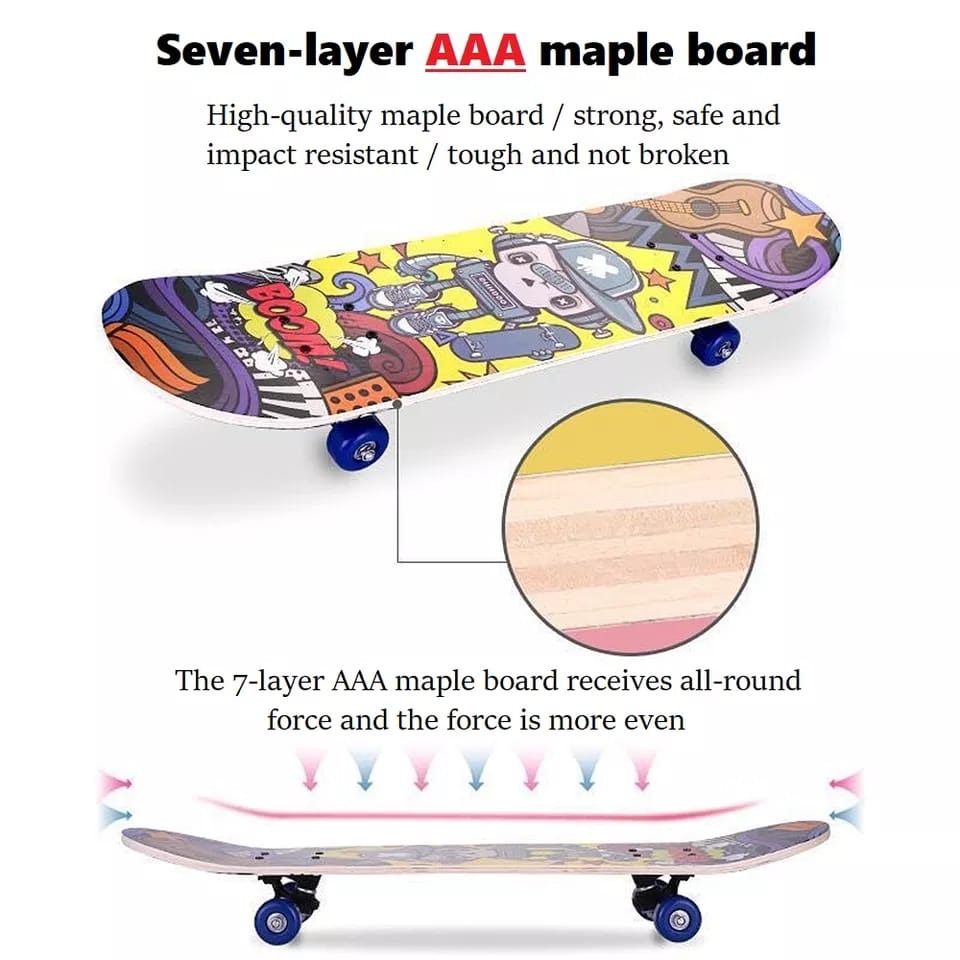 High Quality 17 Inch Mini Skateboard Complete | Professional Cruiser Board Pakistan | Free Delivery | Kids Adults Beginner Skateboard | Kashmart.pk