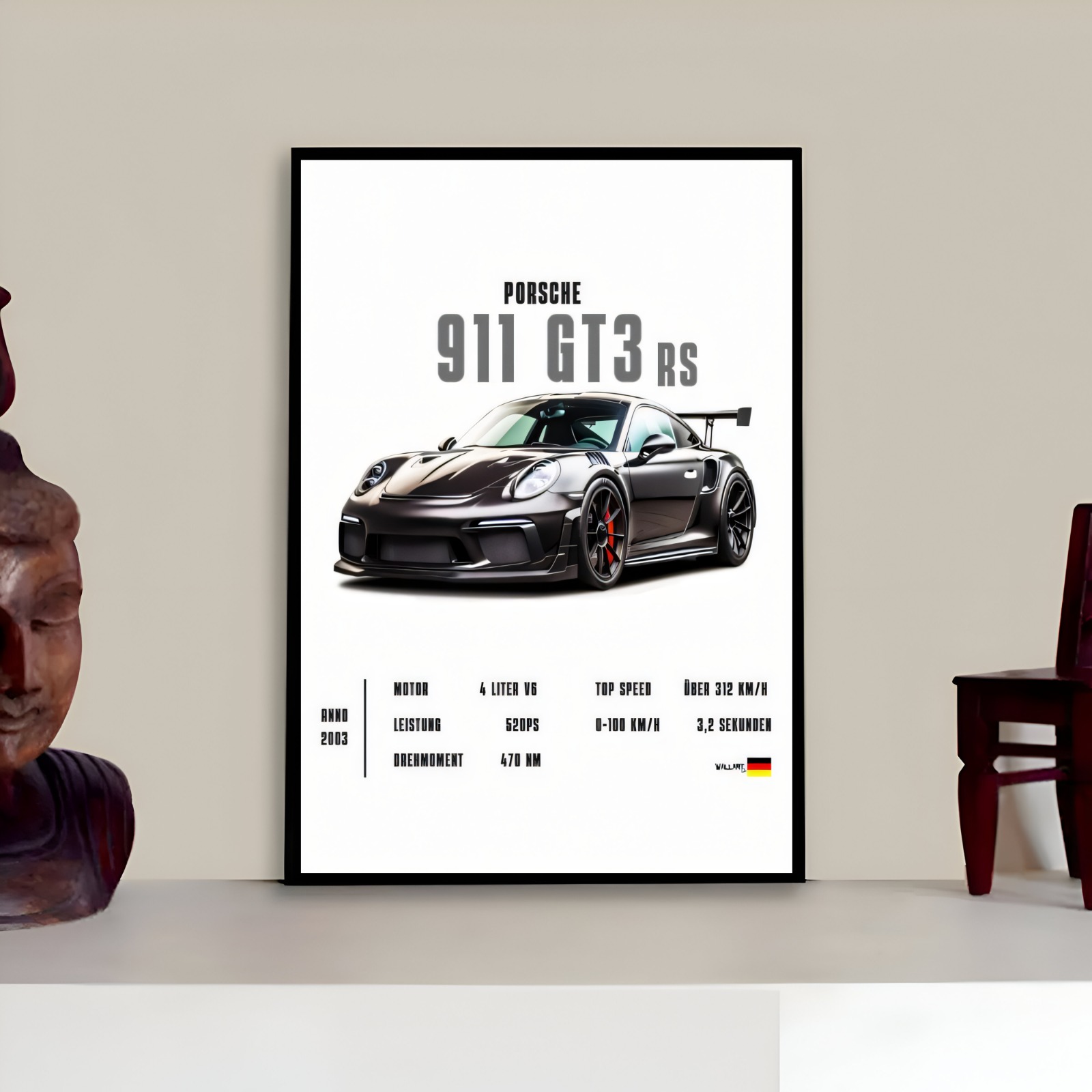 GT3 RS Speed Obsession Frame Car Admiration Wall Hanging Art