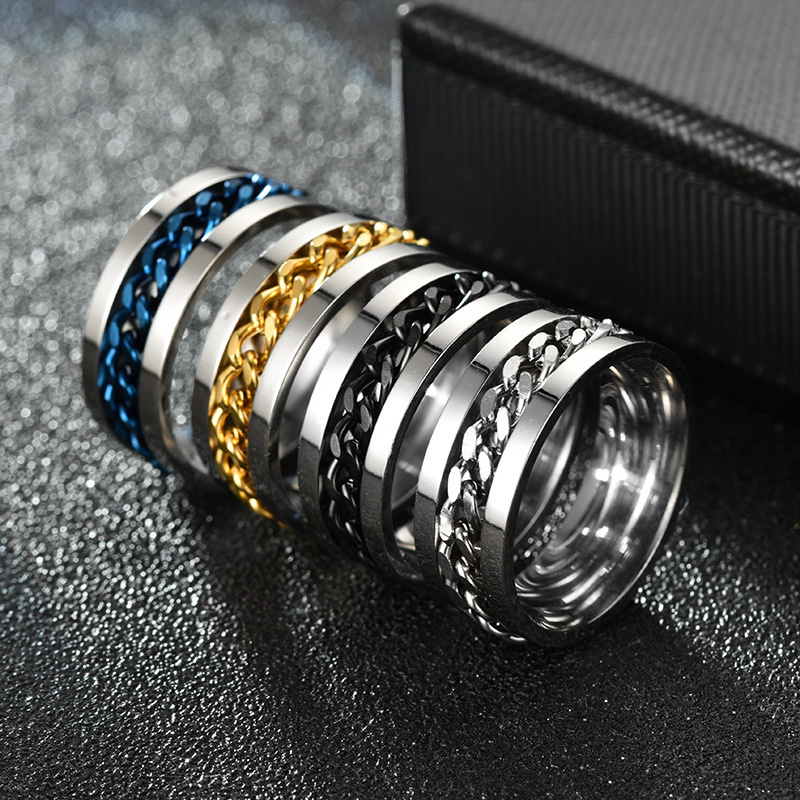 1PS/ VIRSL PLATIMIUM SPINNER RING FOR MENAND BOY -FASHION HIGH QUALITY (BLACK) SPPINER RINGS FOR MEN AND BOYS EID SpECIAL