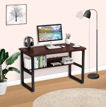 Gaming Table H-shape table Office Table Desktop Table With Book Shelf Office Desk Book Shelf Laptop Table Computer Table Study Table Writing Table Gaming Table workstation table with metal powder frame