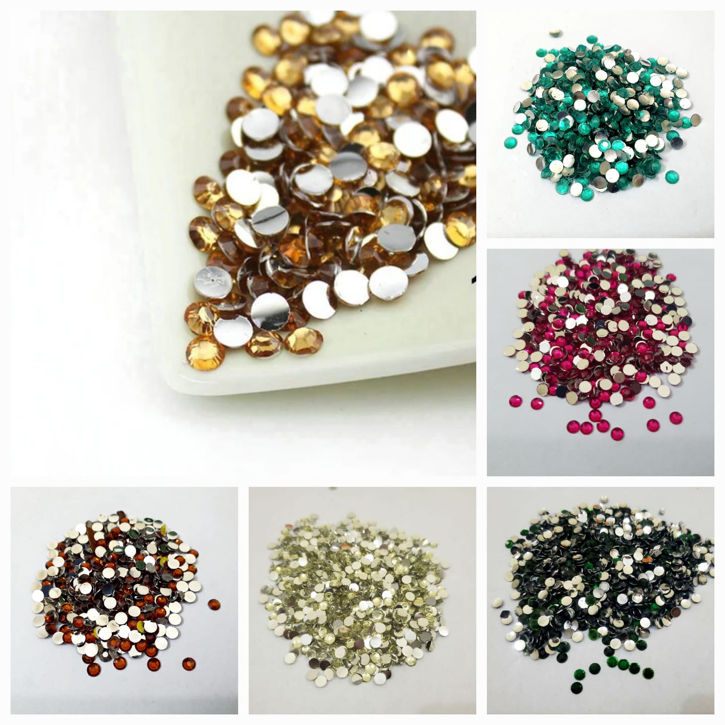 300 Plus Pcs Shiny Kundan Beads DIY Sewing Craft Sets Small Size 4mm Resins