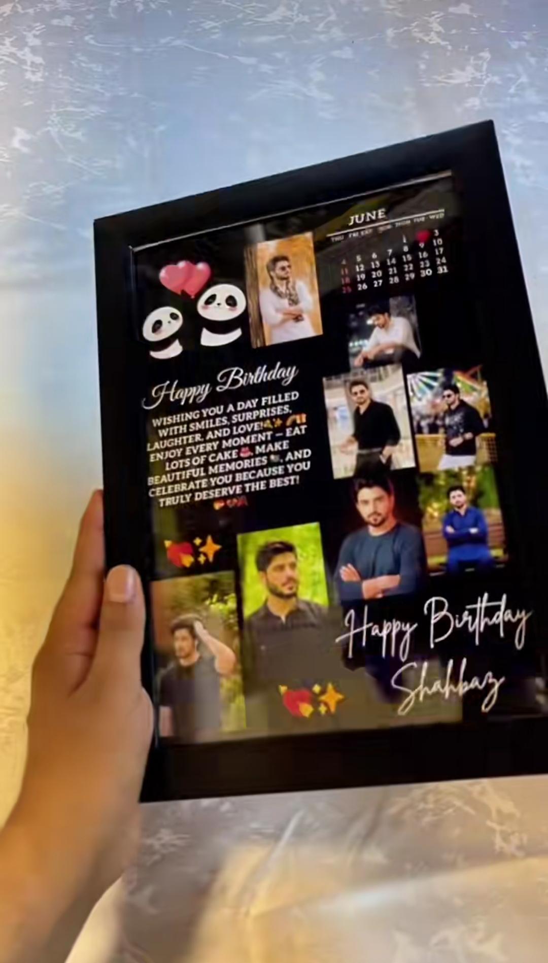 🎁 Personalized Birthday Photo Frame | Custom Photo Collage with Name & Calendar Gift