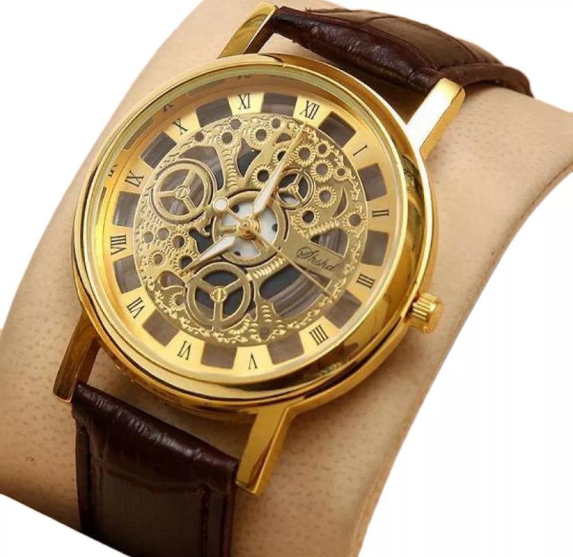 Skeleton Watch In Coper Brown Colors Brown Leather Watch for Men/Boys