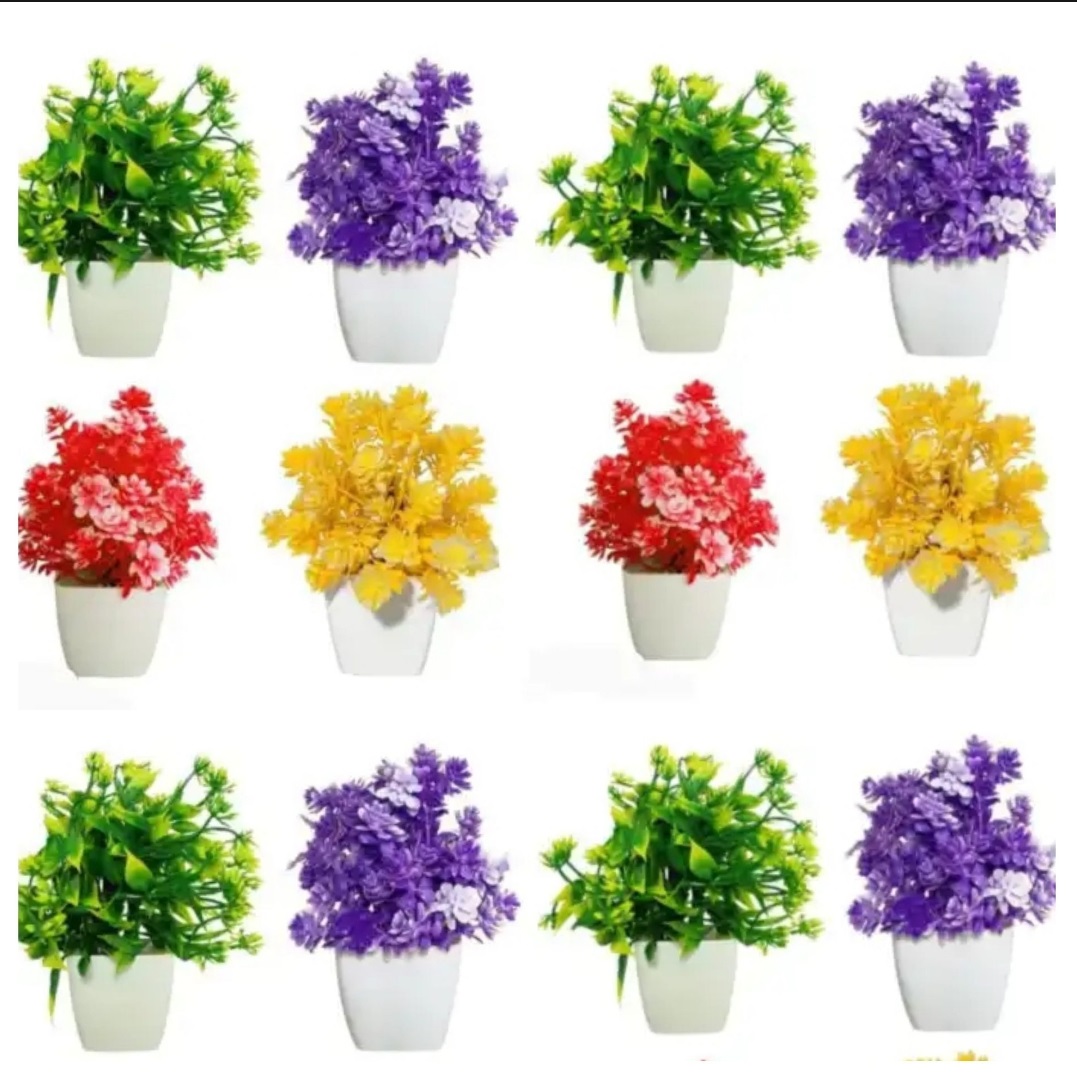 Pack of 12 Plant Artificial Decoration Piece with pot Best for home