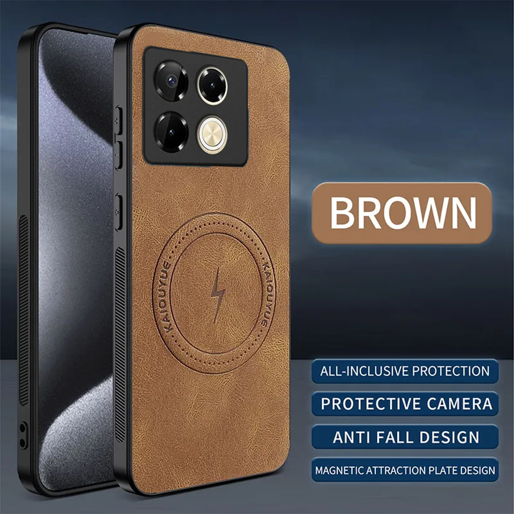 Slim Magnetic Leather Case for Infinix Note 40| Wireless Charging Support