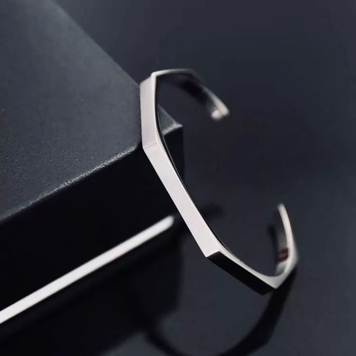 Stainless Steel Hexagon Cuff Bangle - Elegant Hexagon Mens Cuff - Best Gift For men