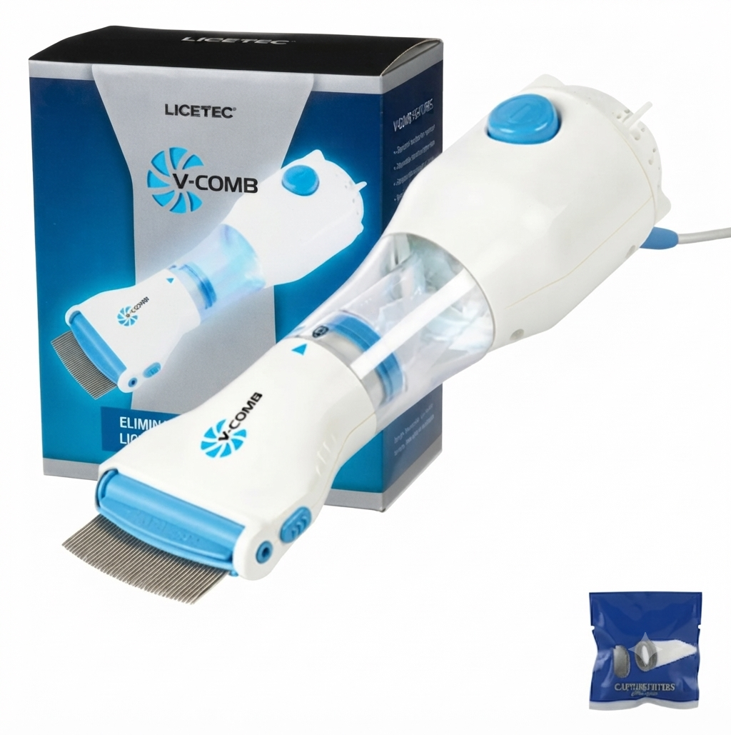 V Comb, Anti Lice Electric Comb, Head Lice Machine with Filters, Lice Removal Machine, Anti Lice Machine with Steel Comb, Rechargeable Anti Lice Comb with 4 Filters, Lice Egg Removal Machine V Comb Electronic Head Lice Removal Machine Anti Lice Machine
