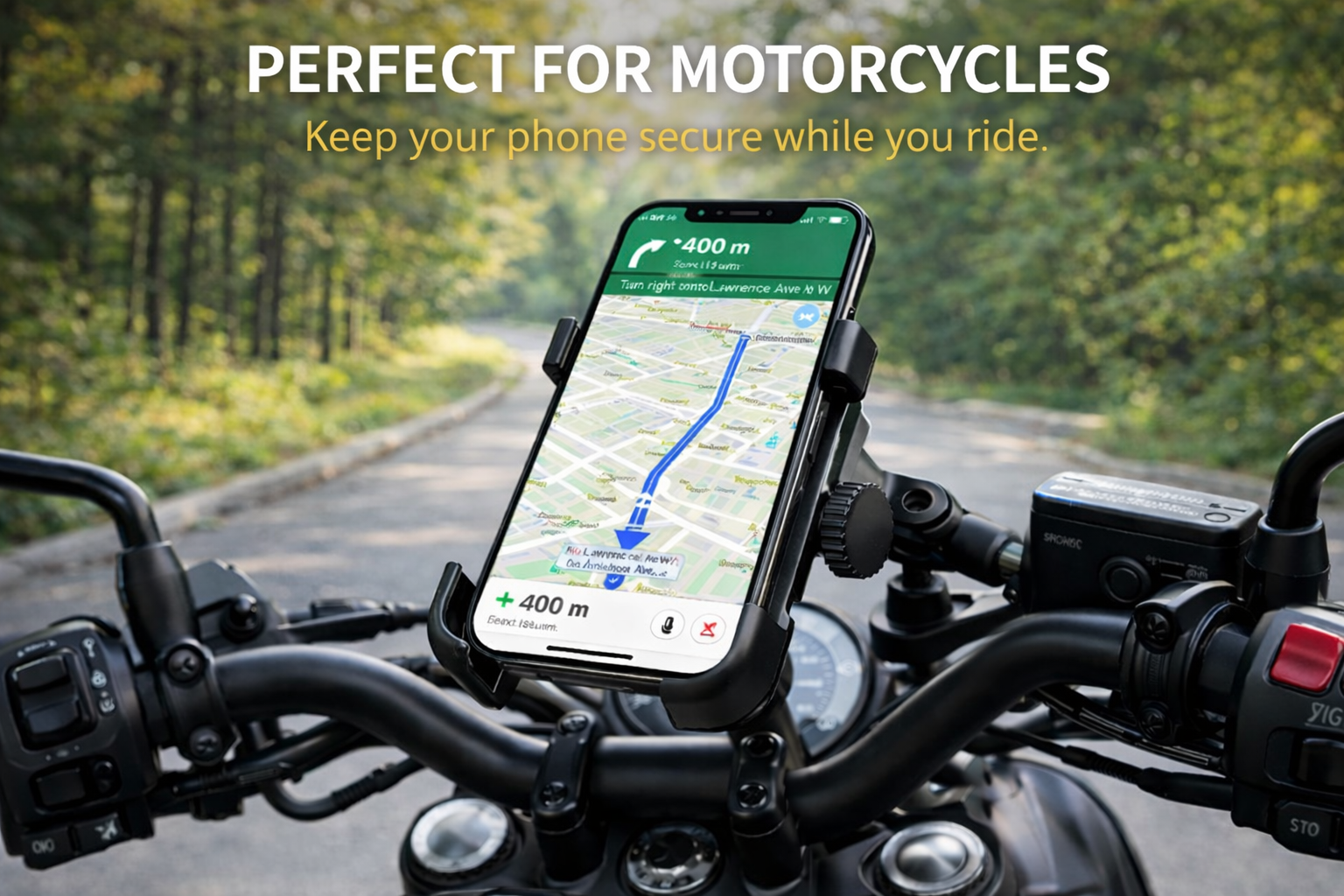 Metal Bike Mobile Holder with USB Charger | Heavy Duty Motorcycle Phone Holder | Universal Handle Bar Mount All Phones Mobile Holder Adjustable Mobile Holder Riding Mobile Holder  Long Ride Mobile Holder