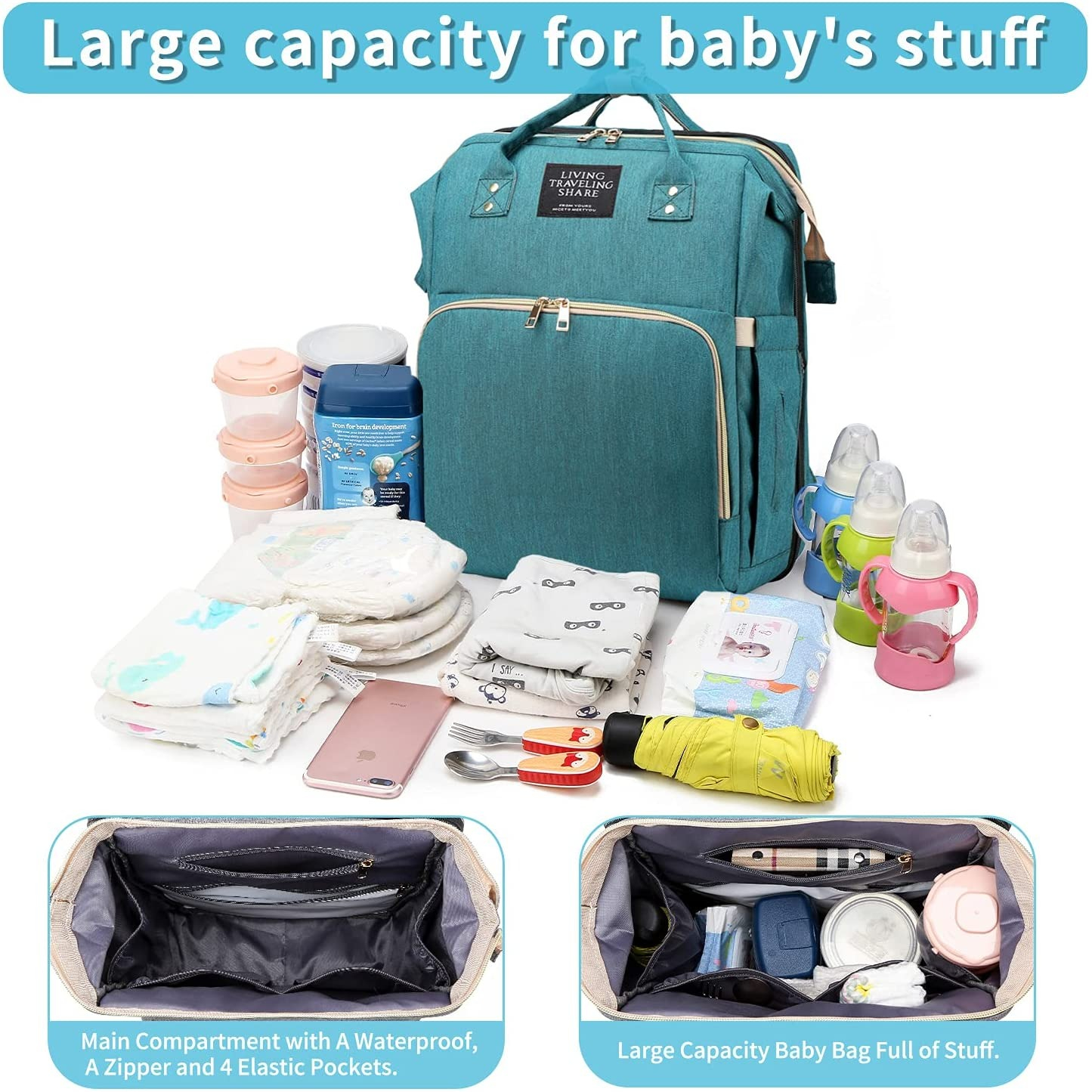2in1 Multifunctional Travel Mommy Backpack Portable Crib Nappy Bag ...