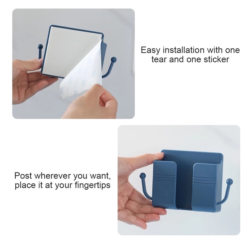 Wall Fixed Mount Holder Mobile Phone Charging Stand Remote Control Storage Box Bedside Charging Holder Space Savers