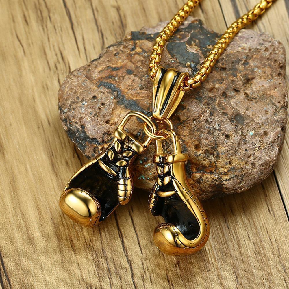 Chain Golden Gloves Champion Necklace Double Boxing Necklace