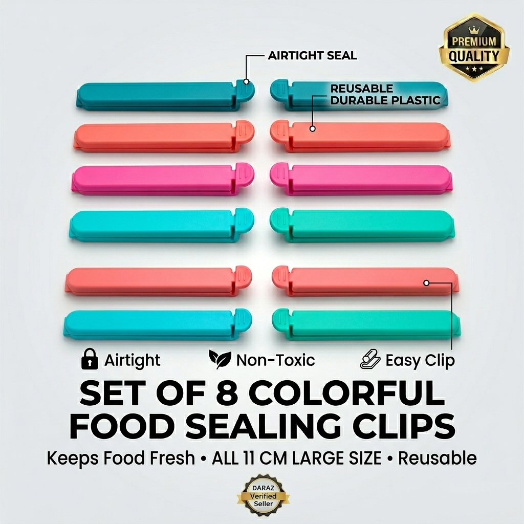 Premium Quality Colorful Sealing Clips - Airtight & Reusable Plastic Food Snack Bag Clips - Multi-Color Kitchen Storage Sealer Clamp for Food Freshness - not IKEA