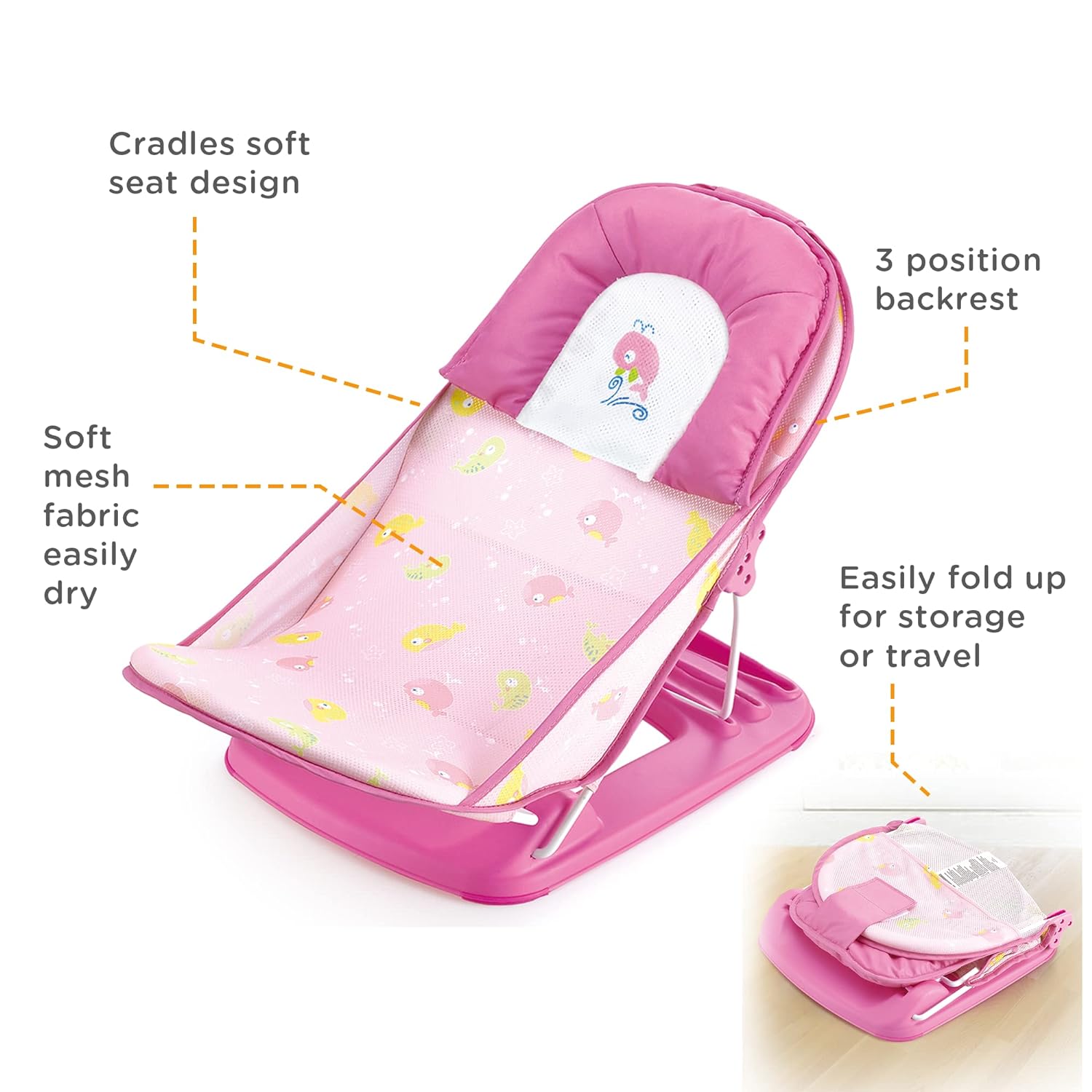 Baby Bather Safety Bath Support Seat Functional Baby Bath Chair With Pillow or With Out Pillow