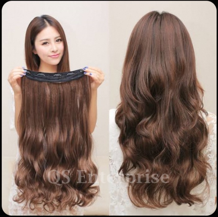 5 Clips Curly Hair Extension Natural Black, Brown & Golden Shades Soft, Voluminous & Easy to Wear Premium Synthetic Hair by QS Enterprise