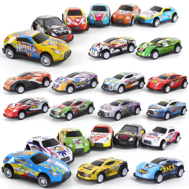 6 / 12 / 24 Pcs - Pullback Racing Car Alloy Tin Metal Body Toy Set - Colorful Model DieCast Vehicle Cars Toys For Children Kids Boys Girls Baby Pull Back Die Cast