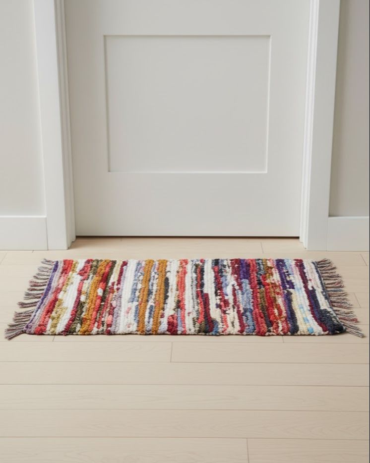 Handmade Velvet Floor Mat with Tassel Edges  Bath Mat Soft Non-Slip - Washable Door Mat for Bathroom, Entryway , Bedroom  , Shower Room, Tub, Kitchen, Sink  Anti Slip Floor Carpet, Rug - ( 3x2 ft )