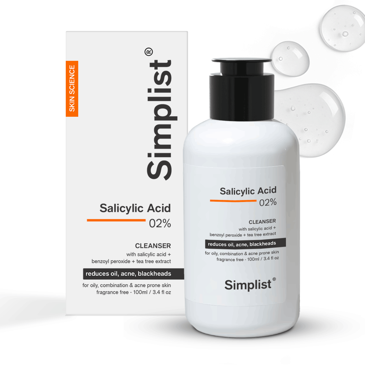 Simplist Salicylic Acid 2% Gel Cleanser | With Salicylic Acid Deeply Cleanses, Remove Acne & Controls Excess Oil Clinically Proven Actives Suitable For All Skin Types For Women & Men 100ml
