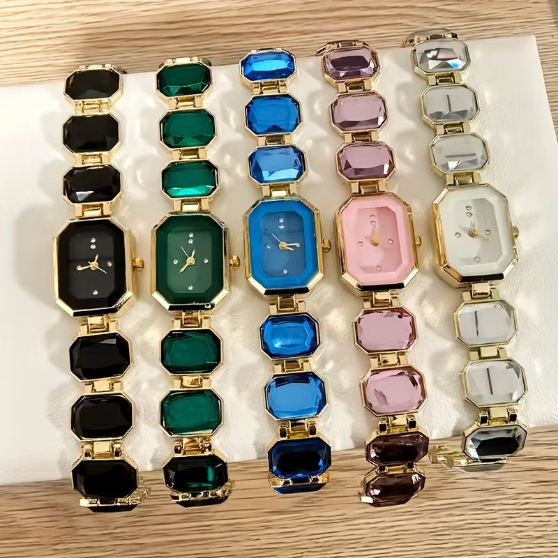 Fashion Women’s Watch Square Dial | Super Flash Accents Quartz Wristwatch for Women | Casual Luxury Ladies Watch Blue Pink Purple White Black