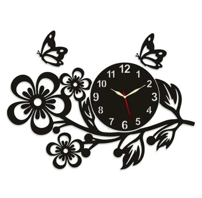 Big Led Flower wooden 3d Wall Clock for bedroom TV lounge