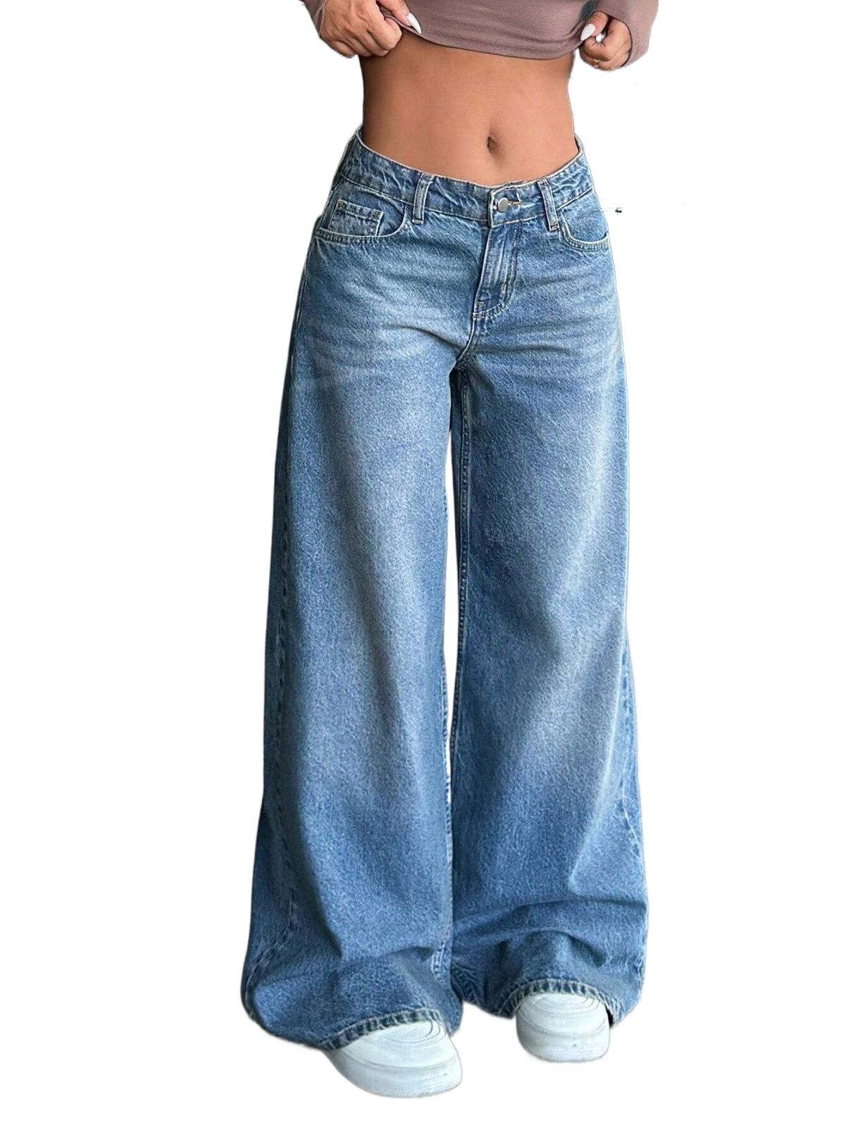 Wide Leg Baggy Relaxed Straight Loose Bottom denim jeans pants