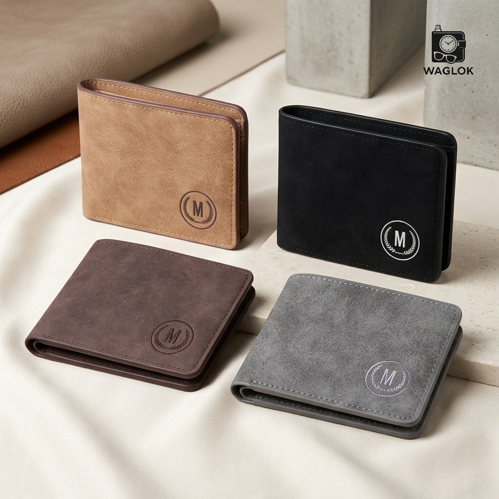 M-Design Soft Leather Bifold Wallet for Men – Compact Card Holder with ID Window & Dual Cash Compartments