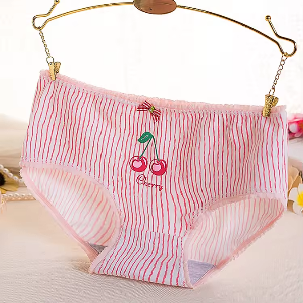 100% Cotton Panties for summer– Soft Breathable Floral & Cherry Print Underwear with Bow (M-XL)