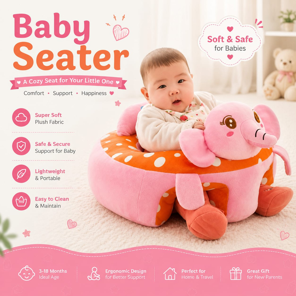 High Quality Baby Sofa Support Seat Plush, Cartoon Plush Chair for Learning to Sit, Comfortable, Padded, Toddler Nest Puff Washable Premium Quality