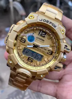 joefox gold digital watch