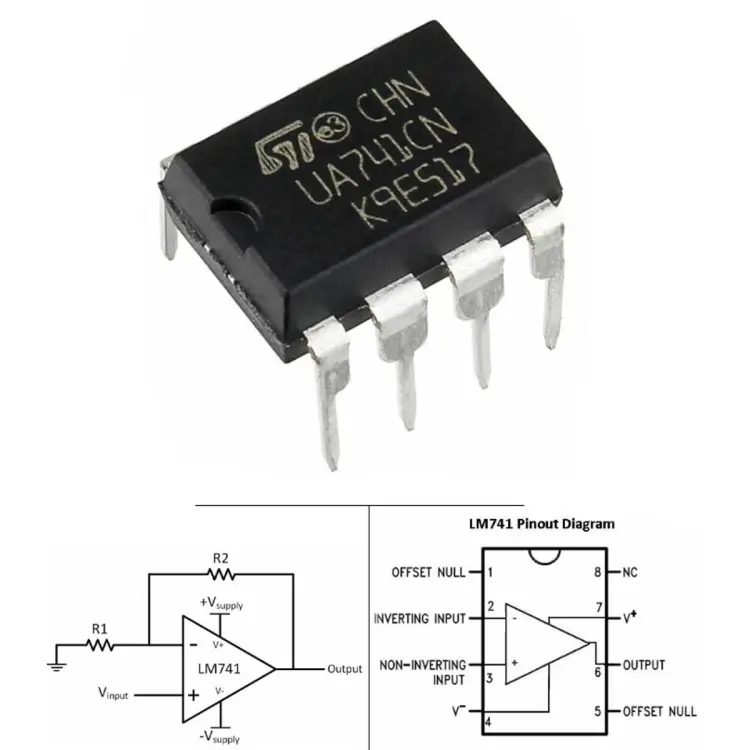 Op Amp IC 741: Features, Characteristics, Pinout,, 44% OFF