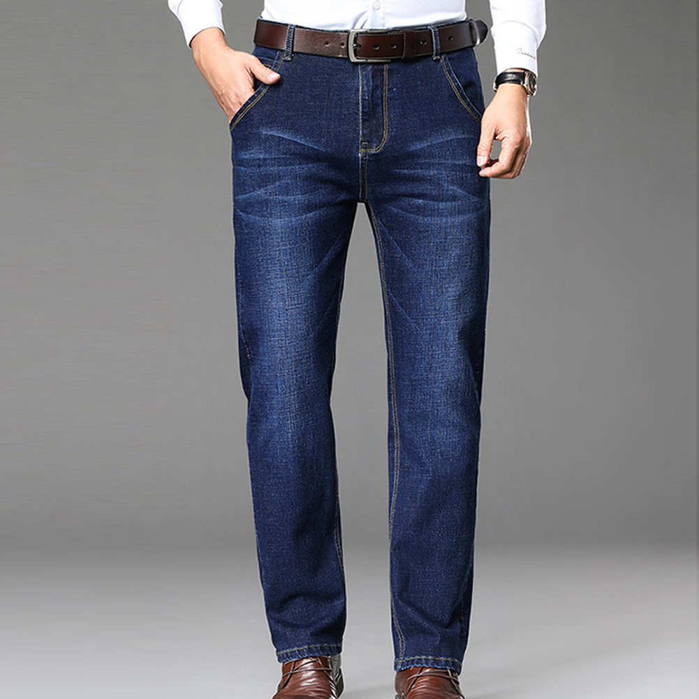 Men Jeans Dark Stretch Straight-leg 