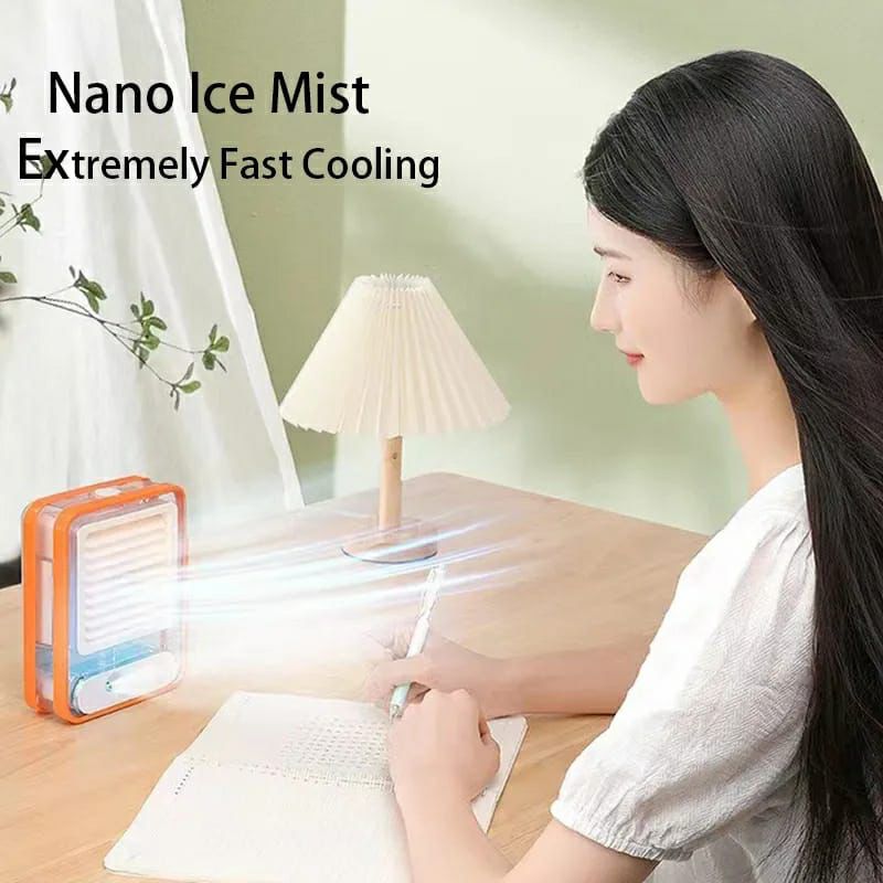 Cooling Fan Small Desk Fan with Mist Spray, LED Night Light Battery