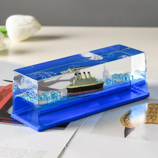 Creative Cruise Ship Fluid Drift Bottle Desktop Decorate Birthday Gift Decompression Decoration Hourglass Car Ornament Gift